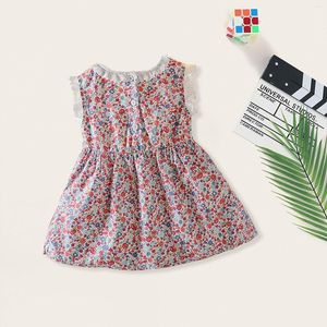 Meisje jurken zomermode kleine en middelgrote meisjes bloemen rood sling prinses een lijn jurk perfecte verjaardag