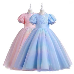 Vestidos de niña Verano hasta el suelo Degradado Rosa Azul Vestido de dama de honor junior Princesa Cumpleaños Fiesta de bodas Vestido de tul para niñas de 4 a 16 años