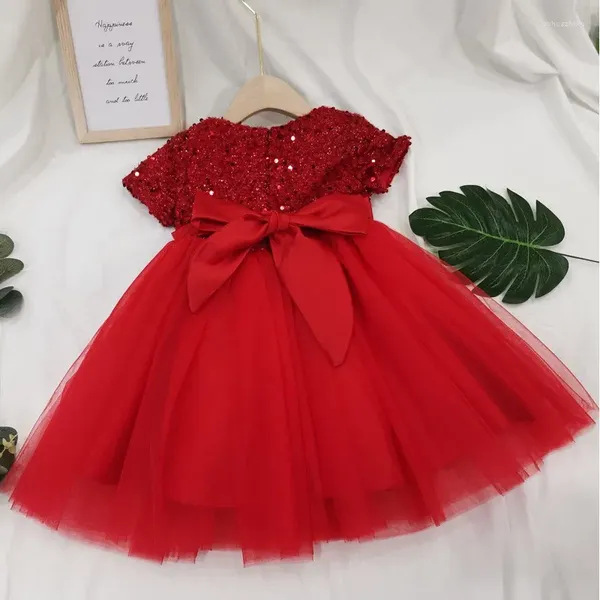 Robes de fille Summer pour filles paillettes en tulle robe de mariée fête d'anniversaire Robe tutu 3-8 ans Night Communion Children's