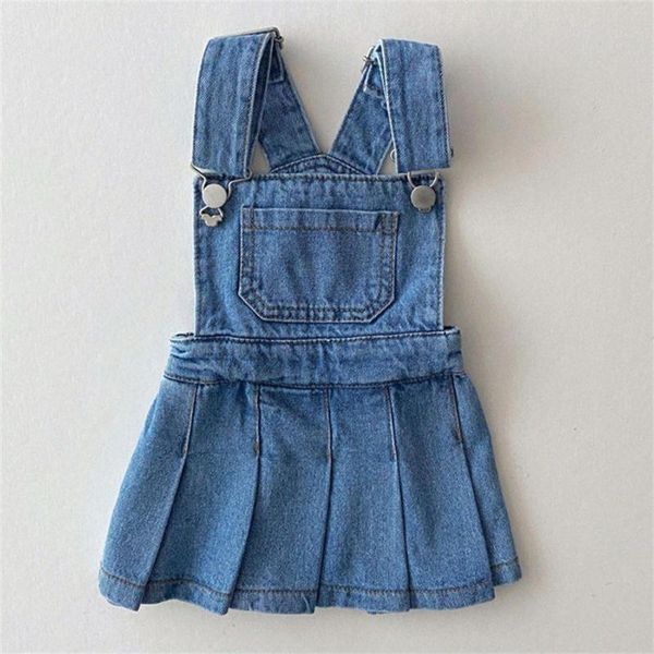 Robes de fille Robe d'été en denim pour filles avec plissé pour les âges de 6 mois à ans Toddler Baby Girls First Birthday Outfit