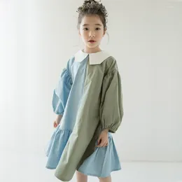 Robes de fille Summer Girls Hobe 2024 Collus de couleur solide décontractée et confortable collier de poupée