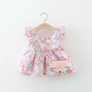 Robes de filles Sac de filles Sac 2 / Piece Set Baby Cartoon Tulip Print Little Flying Sleeves Princess Princess