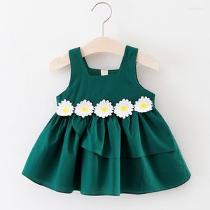Meisje jurken zomer baby babymeisjes prinses jurk mouwloze katoenen bloem peuter kleren 0-3 jaar kinderen verjaardagsfeestje