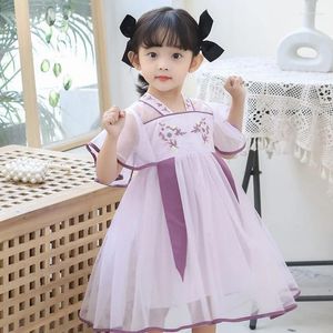 Robes de fille été enfants Tang vêtements enfant en bas âge robes infantile chinois Tradition Style tenues bébé filles Hanfu robe pour 12 M 1-6 ans HF001