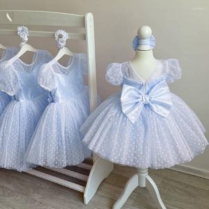 Fille robes été maille à pois robe pour fête formelle élégante princesse enfants enfants Tulle bal 4-10Y Pageant Vestido