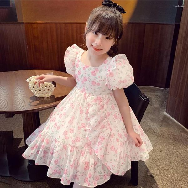 Robes de fille Summer Rose Fleur Baby Robe Baby Tulle Princesse 1 ans Anniversaire Kids For Girls Toddler Party Prom Vêtements