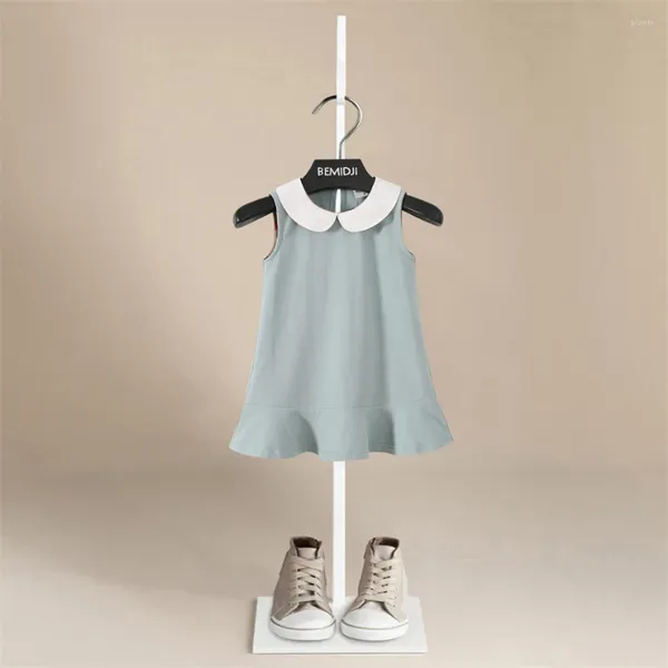 Robes d'été pour filles, gilet sans manches, robe pour bébé, col de poupée, ligne a, princesse, vêtements simples et décontractés, tenue pour enfants, personnalité infantile