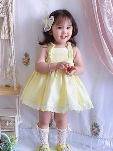 Robes de fille d'été espagnol robe de princesse personnalisée Tutu jaune clair anniversaire de fille Eid filles fleur de noël