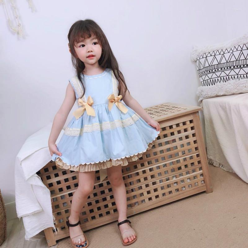 Girl Dresses Summer Spanish Girls Cotton Sweet Vest Dress Baby 2pcs Set Toddler Quality Clothes