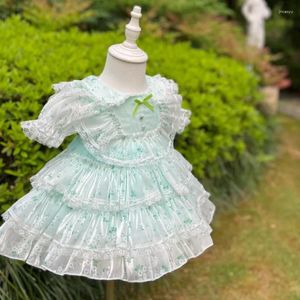 Robes de fille été espagnol Lolita princesse robe de bal dentelle impression conception enfants anniversaire baptême fête Eid Tutu robe pour les filles A2390