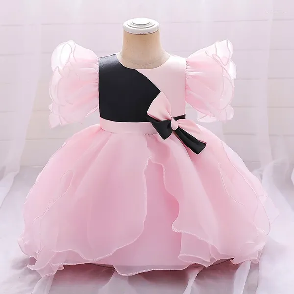 Vestidos de niña, vestido de verano para primer cumpleaños de niño pequeño, ropa de bebé, vestido de fiesta de princesa con lazo de bautismo de 0 a 2 años