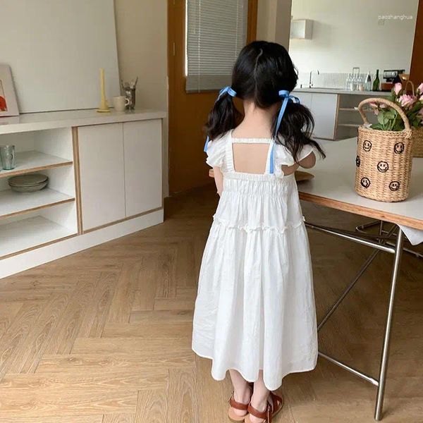 Robes de fille été robe de soleil en dentelle blanche élégante Lolita enfant petites filles vêtements Midi enfants pour adolescents fête princesse robe d'été