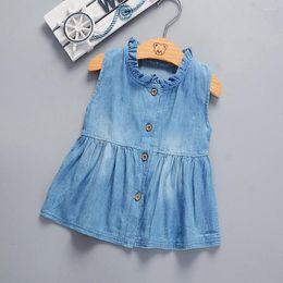 Meisje jurken Sundress Princess Outfits Mouwloze denim Toddler Baby Girls Solid Dressskirt