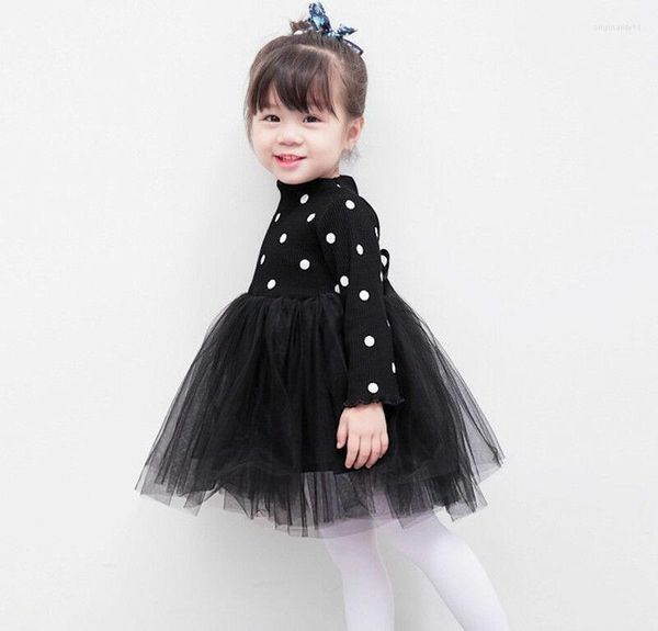 Robes pour filles, tenue de princesse en maille avec nœud papillon, pull tricoté, Tutu, en Tulle, pour enfants de naissance