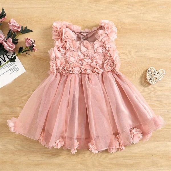 Vestidos de niña Sweety Baby Girls Princess Dress Kids Summer 3d Flower Mesh sin mangas tutú Children Party Wedding Wedding