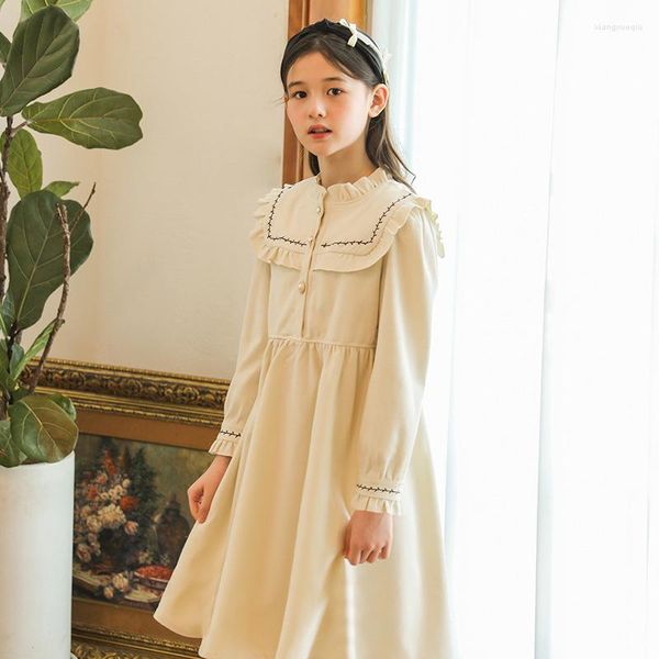 Fille Robes Adolescent Enfants École À Manches Longues Printemps Pour Enfants Robe Vintage 6 7 8 9 10 12 13 Ans