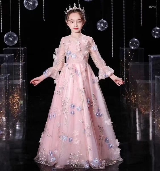 Robes de princesse pour filles, tenue de princesse pour adolescentes, manches longues, Costume de fête d'anniversaire, Design papillon, gaze d'été pour enfants