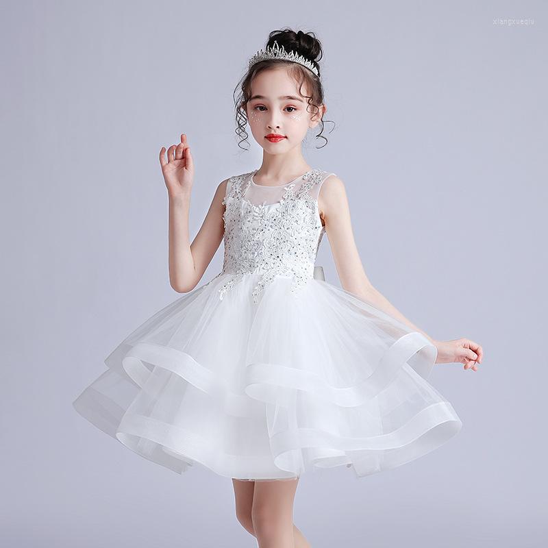 Kız Elbiseler Düğün Çocuklar İçin Yorgun Dantel Çiçek Elbise Prenses İlk Komünyon Elbise Doğum Günü Pageant Performansı Partisi 3-14 yaşında