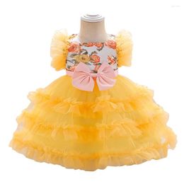 Robes de fille Babinet Baby Robe Baby Fluffy Tulle Flower Baptisme pour les filles First 1st Birthday Party Wedding Prom Clothes Vobes
