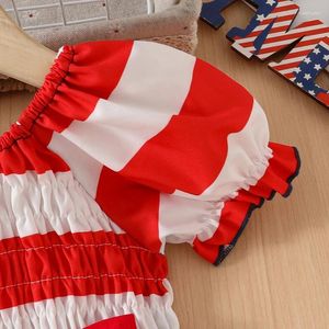 Vestidos de niña para niños pequeños niñas 4 de julio vestimenta manga hojaldre bandera americana sundress estrella estampada Día de independencia