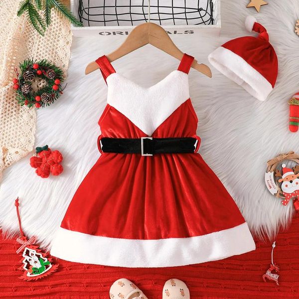 Vestidos de niña para niños pequeños chicas chicas de terciopelo navidad