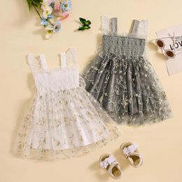 Meisje Jurken Peuter Baby Meisjes Jurk Bloem Borduren Vlinder Mouwloze Bandjes Zomer Mode Casual Prinses