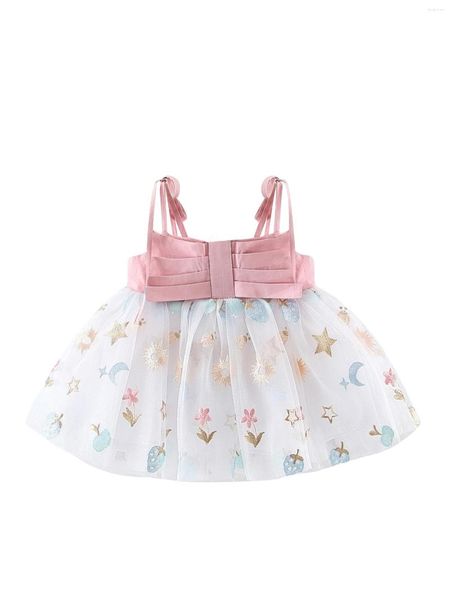 Vestidos de niña, vestido de tutú de verano para niñas pequeñas, vestido sin mangas con tirantes, estampado de patrón bonito, vestido veraniego de princesa de tul acampanado 9M-3T