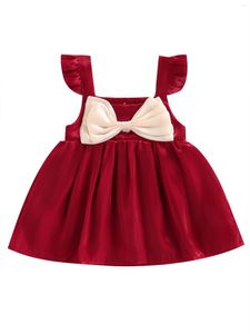 Robe de soirée princesse pour bébés filles, couleur unie, sans manches, avec nœud, robe d'été