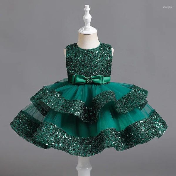 Robes de fille en bas âge bébé robe à paillettes volants élégant enfants premier anniversaire princesse 1-5 ans robes de fête de noël