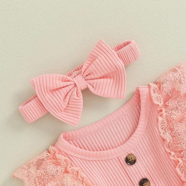 Robes d'automne et d'hiver pour bébés filles, tenues à manches longues, en tricot à volants et bandeau pour fête