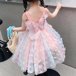 Robes de fille enfant en bas âge vêtements de fête d'anniversaire dos nu arc ailes mignon bébé robe enfants élégant princesse papillon maille robe pour les filles