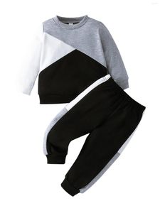Robes de fille Toddler Boys 2PCS Sweat à capuche et ensembles de pantalons de jogging avec manches longues Colorblock Design