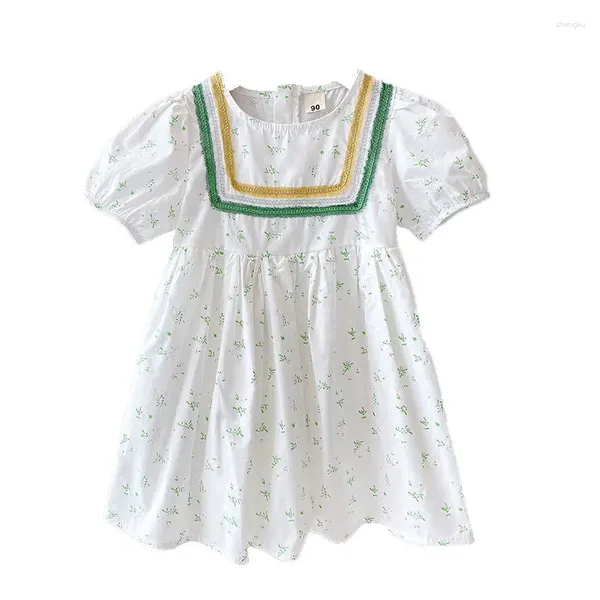 Vestidos para niñas pequeñas, ropa para niñas pequeñas, vestido bonito de princesa de verano de manga corta con cuello redondo y flores hasta la rodilla