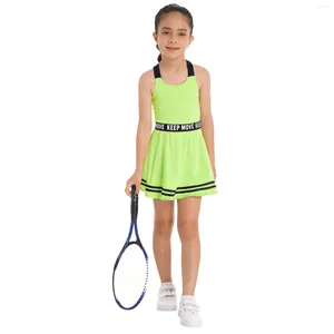 Robes de fille en bas âge filles tenue décontractée sport Tennis vêtements de sport enfants dos ouvert sans manches volants a-ligne avec short ensemble de vêtements