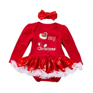 Robes de fille pour les filles en bas âge de Noël vêtements de Noël coton printemps et robe de cellule d'automne décontractée une ligne 4t à manches longues