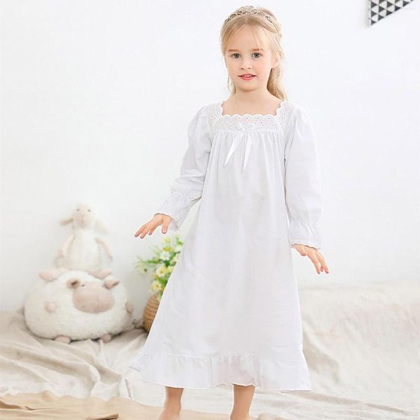Robes de fille Toddler Girls Cotton SLong Nightgown Pyjamas Loungewear Dress Casual A Line