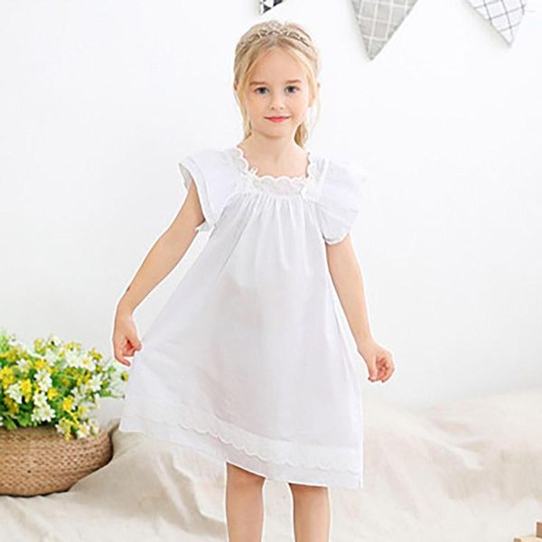 Vestidos de niña, camisón largo de algodón para niñas pequeñas, pijama, ropa de salón, vestido informal de línea A, pelele de Pascua para fiesta infantil