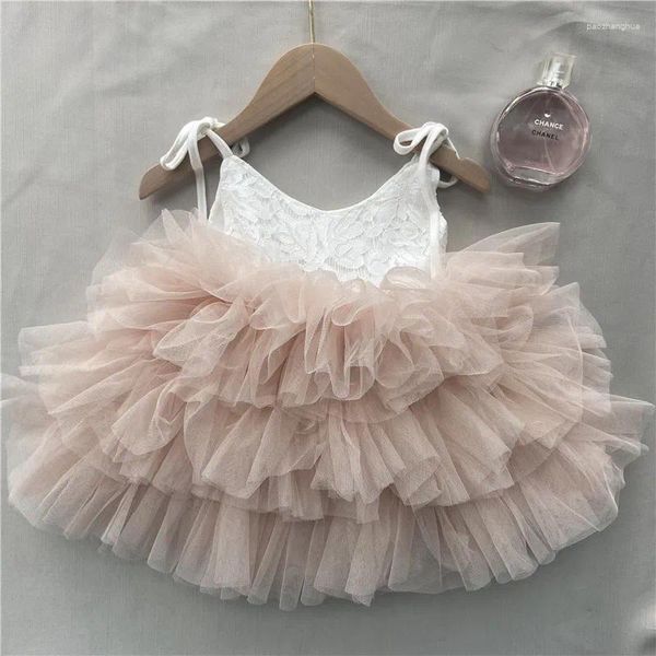 Vestidos para niñas, vestido tutú de encaje para niñas pequeñas, disfraz de Lolita con capas encantadoras, vestido de fiesta de cumpleaños para bebés, ropa de Boutique