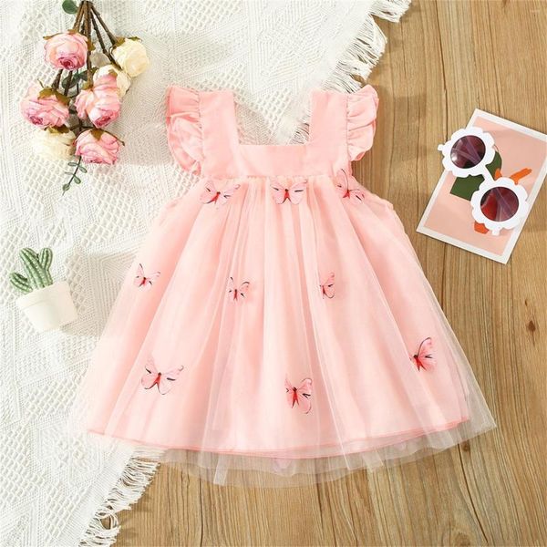 Robes de fille enfant en bas âge filles maille tulle robe trapèze été papillon bandage princesse boutique vêtements tutu robe de bal vêtements d'extérieur