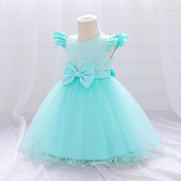 Vestidos para niña, ropa de fiesta para niña pequeña, vestido de cumpleaños para niña de 3 a 24 meses, vestido de flores para boda, lazo de princesa, lentejuelas, Boutique esponjosa para bebé