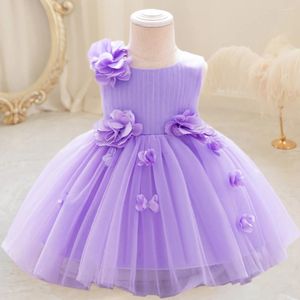 Robes de fille en bas âge pour filles robes de fête princesse soirée 3d fleur de fleur de mariage tutu robe de bal arc 1er anniversaire bal d'été 1 à 4 ans