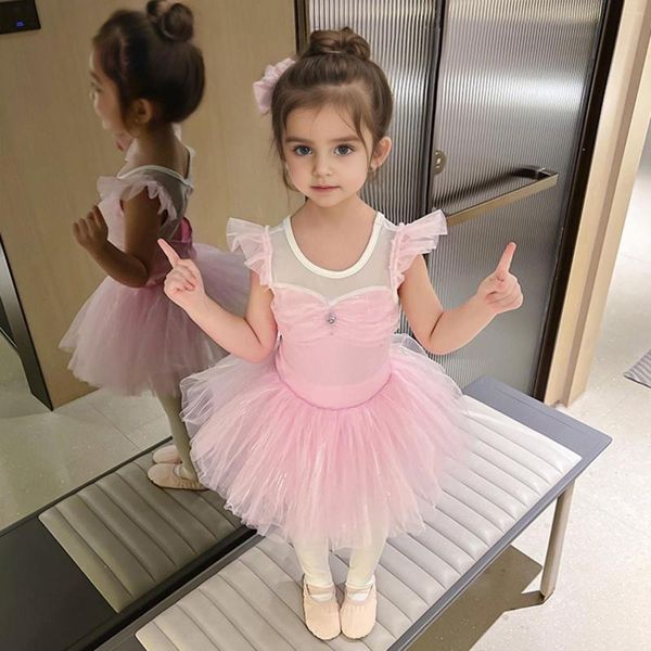 Vestidos de niña para niñas pequeñas, vestido de bailarina con volantes de tul y lentejuelas, fiesta de baile de princesa, dos piezas para niños