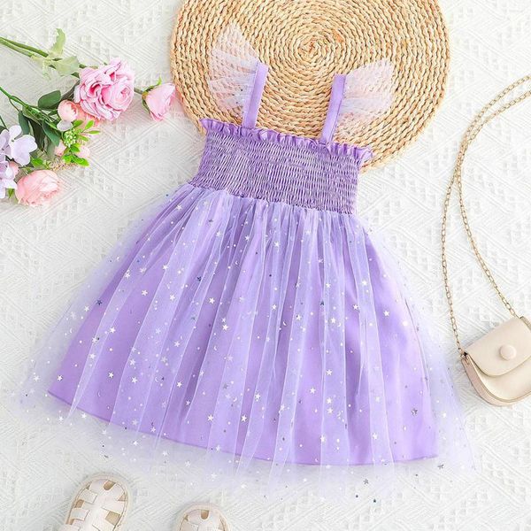 Robes de fille Toddler Girls Sleeve Star Moon Prints Tulle Princess Dress Clothes