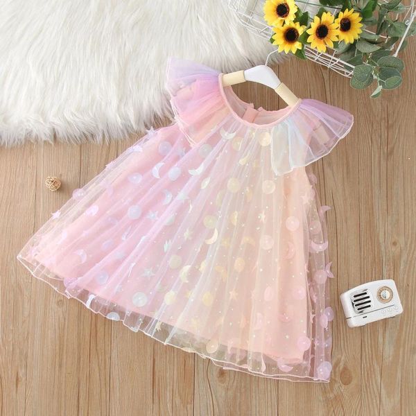 Vestidos para niñas pequeñas, sin mangas, estrella del arco iris, vestido de tul con lentejuelas, regalos de cumpleaños para fiesta de baile de princesa de 1 a 6 años