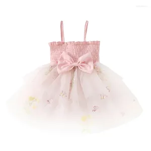 Robe fille en bas âge pour bébé bébé fille princesse robe sans manches d'été bowknot floral brodé