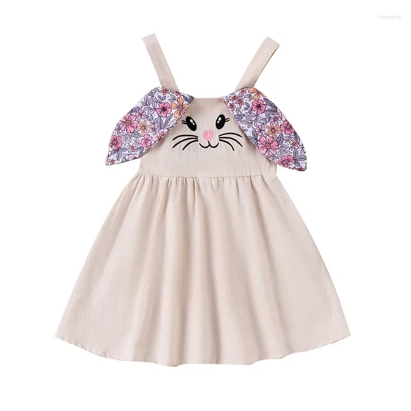 Vestidos de niña para niños pequeños, traje de Pascua para bebé, vestido sin mangas con volantes en general, vestido de playa de línea A, ropa de verano