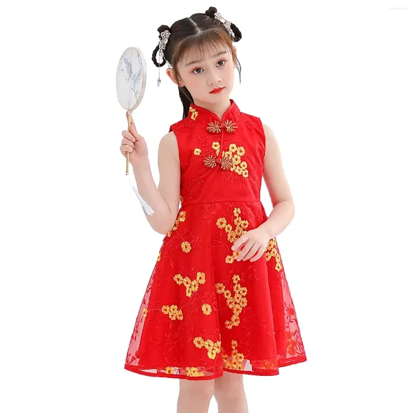 Fille robe pour tout-petit enfants bébé filles enfants sans manches fées sans manches pour l'année civile chinoise une robe