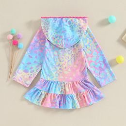 Fille robes enfant en bas âge enfants maillot de bain pour bébé fermeture éclair à capuche couverture à manches courtes été plage maillot de bain Robe 2-10 ans