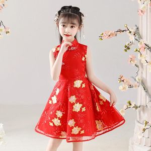 Fille robes enfant en bas âge enfants broderie Tang robe bébé filles enfants fée Hanfu sans manches pour l'année civile chinoise princesse