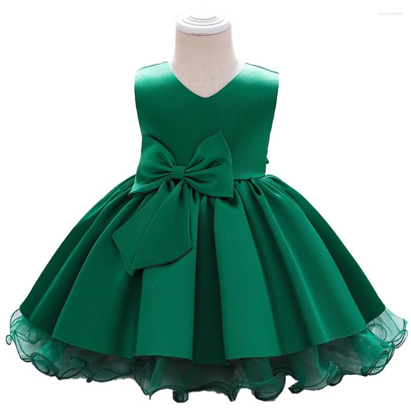 Vestidos da menina da criança crianças primeiro vestido de aniversário para roupas de mancha do bebê criança infantil princesa verde flor festa traje